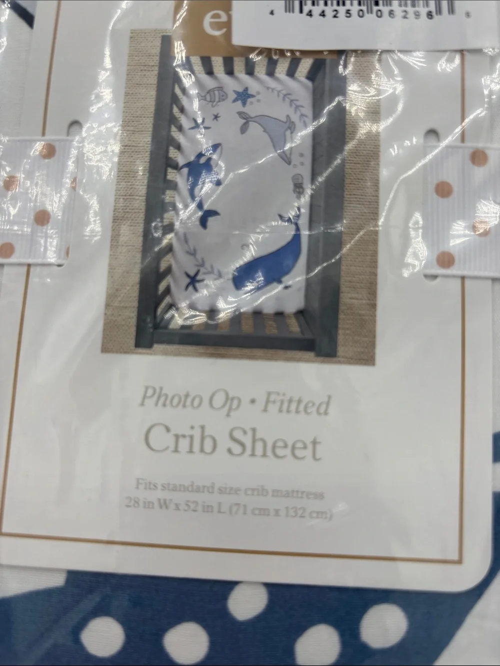 Ever & Ever Photo Op Nautical Starfish Fitted Cotton Crib Sheet - Blue and White